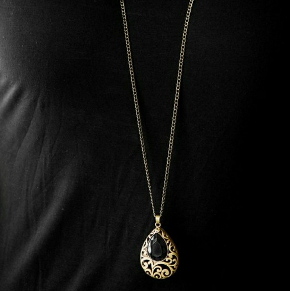 2 for $13 Brass and black necklace